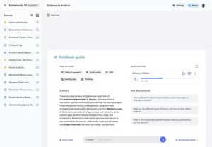 پنل کاربری notebookLM